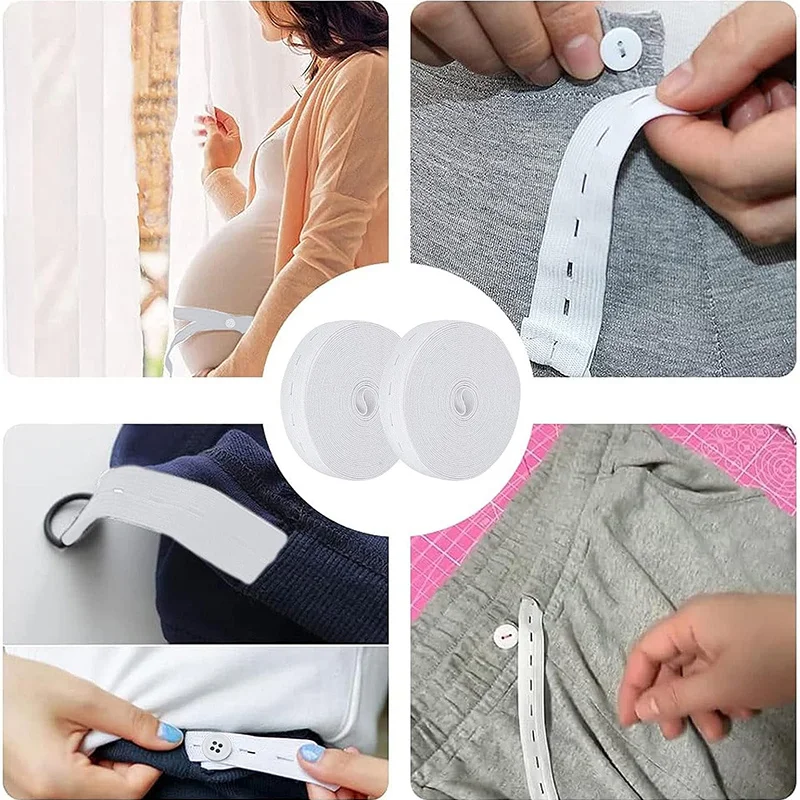 Bandas elásticas con ojales de 2/5M, banda de costura elástica con parte posterior plana de 15/20/25mm, carrete de punto, cinturón de cordón elástico para pantalones DIY, pretina