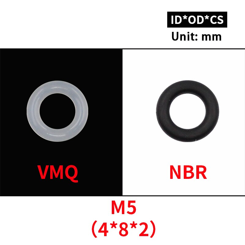 20Pcs M3 M4 M5 M6 M7 M8 M9 M10 Wit Silicon Zwarte Nbr O-Ring Seals Schroef Washer rubber Washer Pakking Ring Assortiment Pakkingen: M5 / Silicon (White )