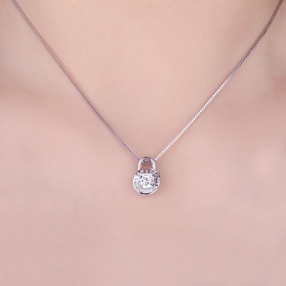 Jewelrypalace Lock Toets Liefde 925 Sterling Zilveren Hanger Ketting Voor Vrouwen Zirconia Gesimuleerde Diamond Hanger Geen Ketting