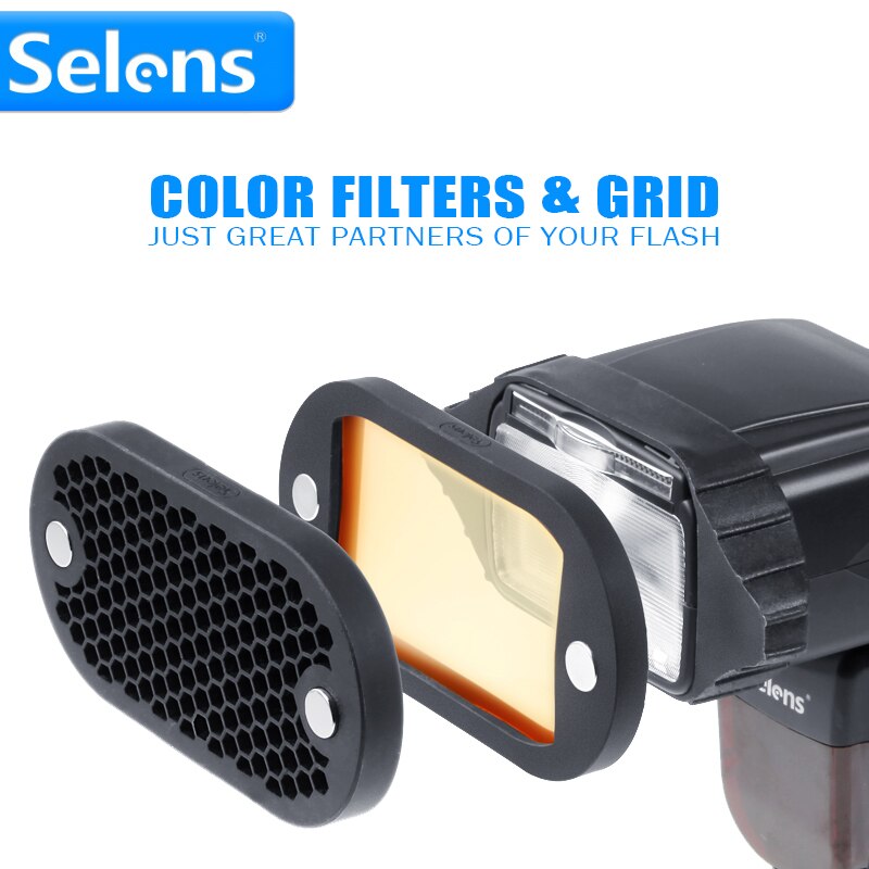 Ready Stock Selens Flash Speedlight Honeycomb Grid Diffuser Reflector with Magnetic Gel Band 7Pcs filters Flash Accessories Kit