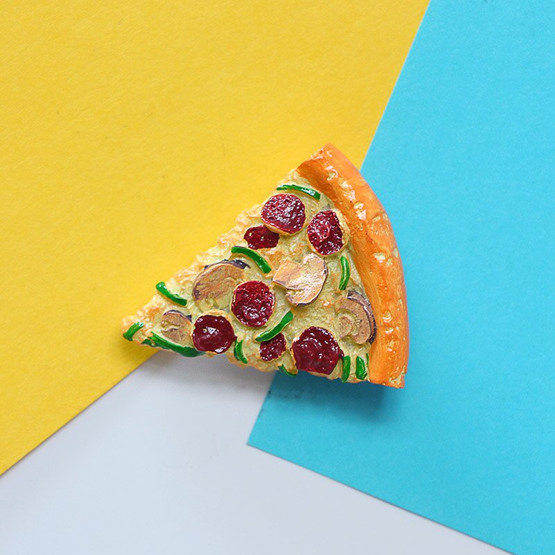 Imanes de nevera 3D de simulación de comida creativa, cono dulce, pierna de pollo frito, hamburguesa, decoración magnética, pasta de refrigerador: Triangle pizza