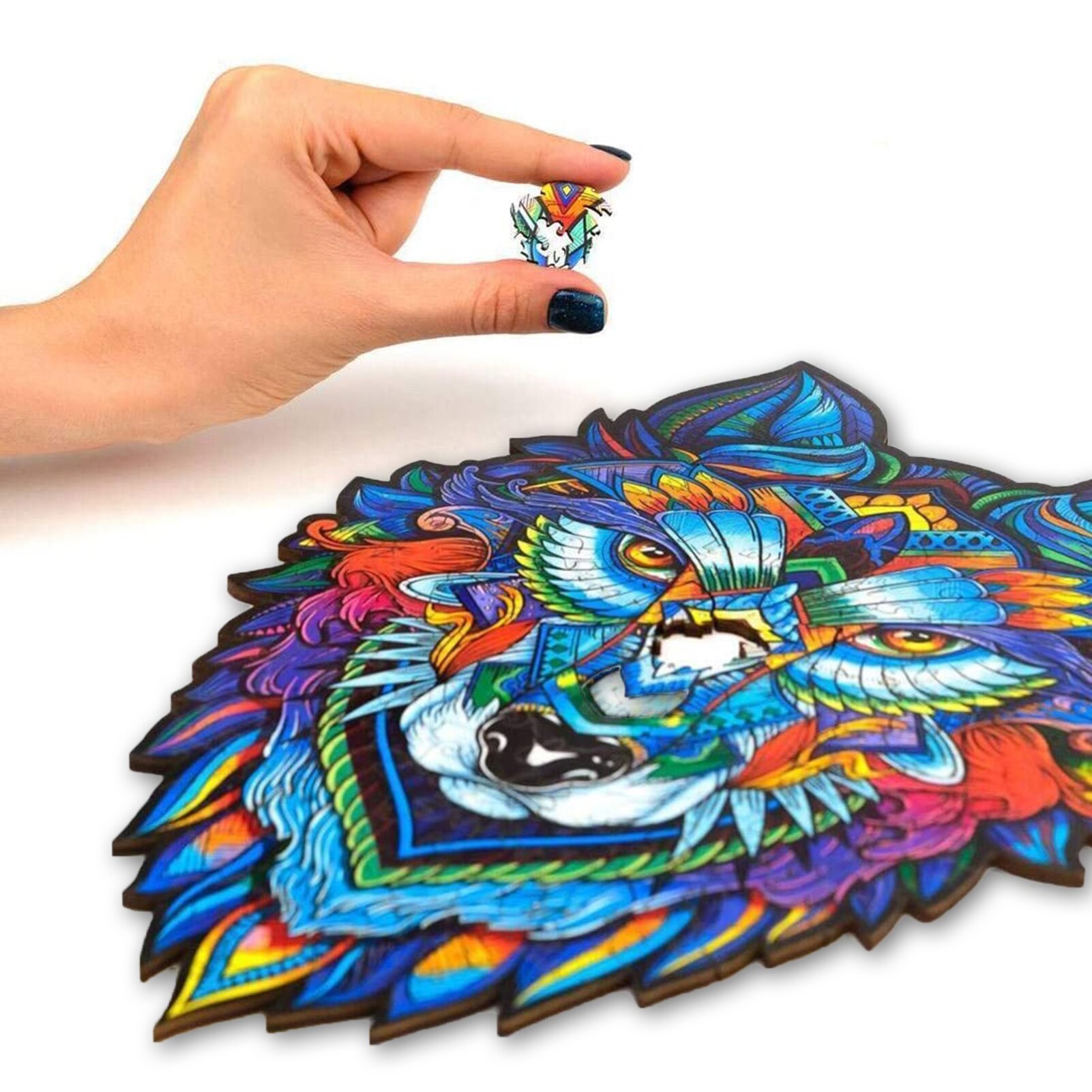 Wolf Shape DIY Wooden Puzzle For Adults Children Wooden Puzzles Animal Wooden Jigsaw Puzzle for Kids Toys