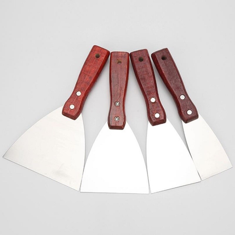 Scraper For Paint Removal Stainless Steel Scraper Putty Knives with Wooden Handle for Taping Paint Wall Floor Tile 4pcs
