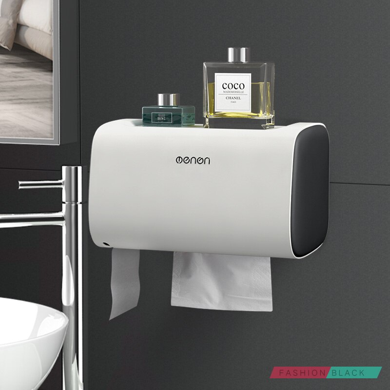 3 Layer Toilet Paper Holder Waterproof Storage Box Wall Mounted Toilet Roll Dispenser Portable Toilet Paper Holders: black