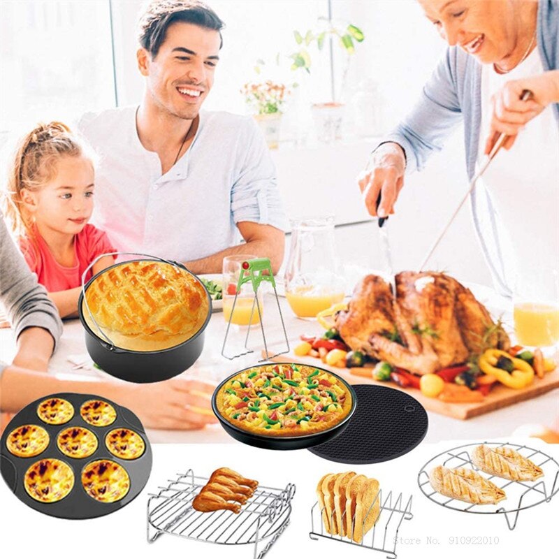 Friteuse à Air de cuisine 7-8 pouces, accessoires pour friteuse à Air Gowise Phillips Cozyna et secure Fit all 5.3QT à 5.8QT 11 pièces/ensemble