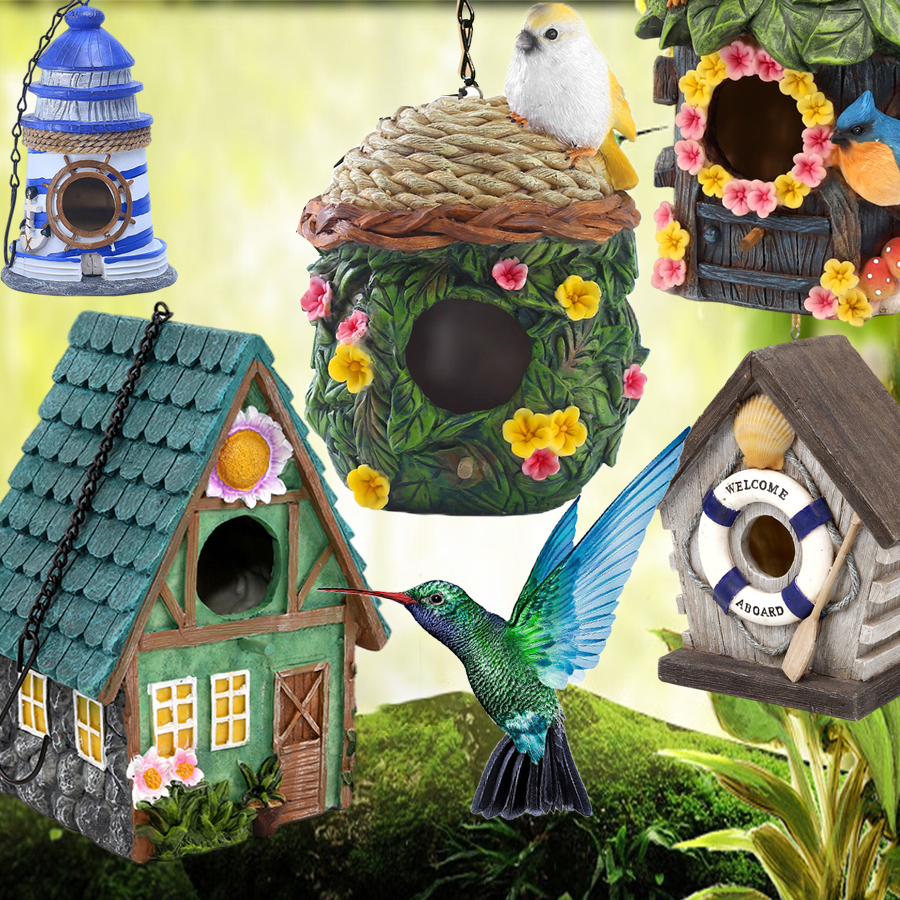 Pastoral Style Bird House Resin Crafts Outdoor Bird House Winter Warm Bird Nest Hanging Nest Garden Decoration