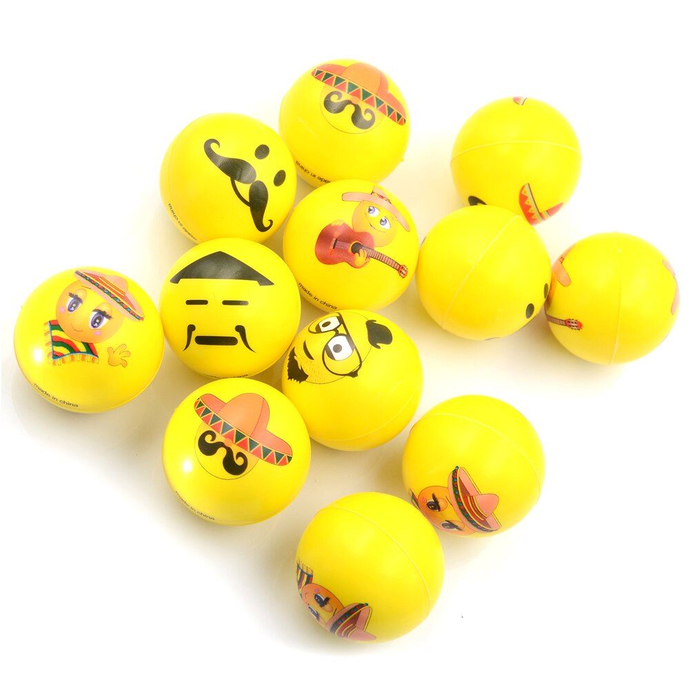 1PCS 6.3cm Face Print Sponge Foam Ball Hand Wrist Exercise PU Rubber Toy Balls Squeeze Stress Ball Relief Toy