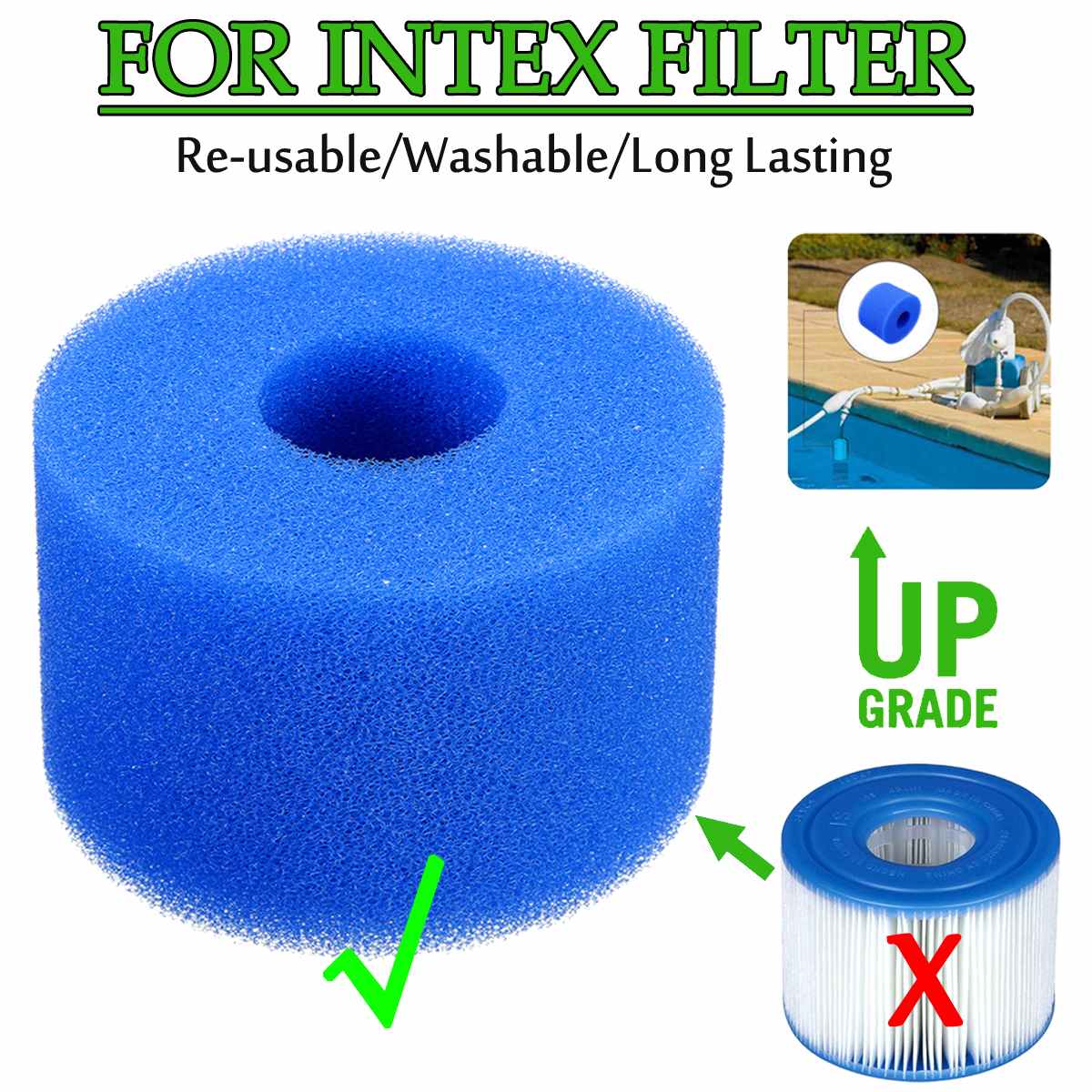 Esponja de filtro de espuma de piscina intex s1 tipo um reutilizável lavável biofoam cleaner piscina espuma filtro esponjas natação accessorie