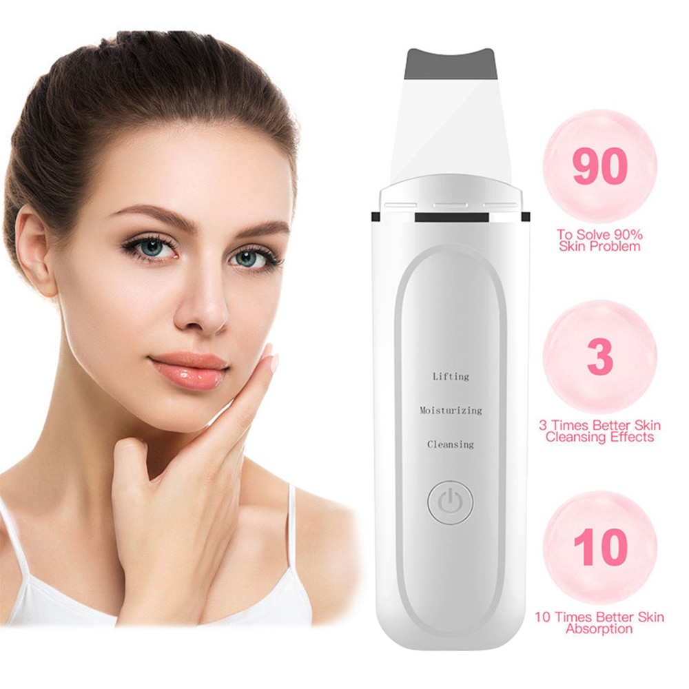 Skin Scrubber Facial Skin Scrubber Electric SPA Gentle Blackhead Remover Ultrasonic Facial Cleaner Spatula Face Lifting Massager