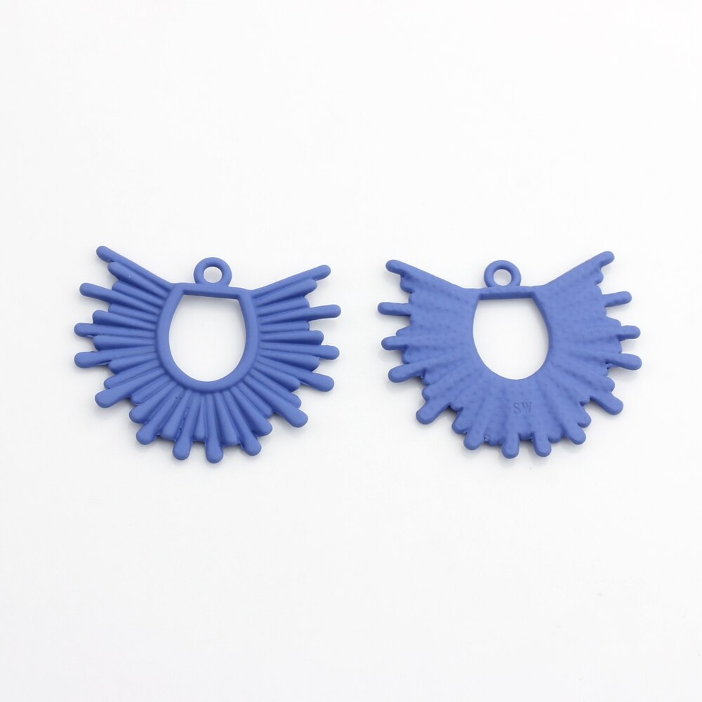 Accesorios para hacer pendientes de joyería, Charms de aleación de Zinc de Color dorado con pintura en aerosol geométrica exagerada, flores del sol, 6 unids/lote: blue