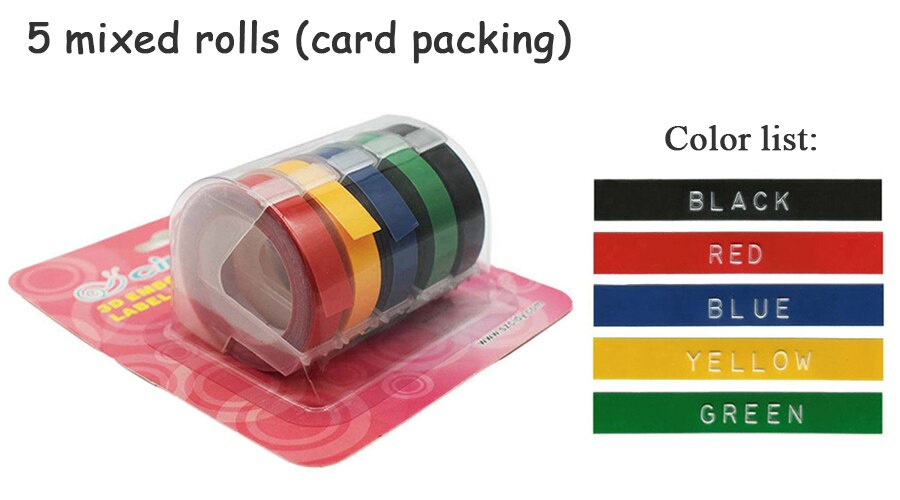 CIDY Mini Portable Printer DIY Handhold Typewriter Label Maker for MOTEX E101 Lettering Machine for 3D Embossing Manual Tape: 5mixed color A