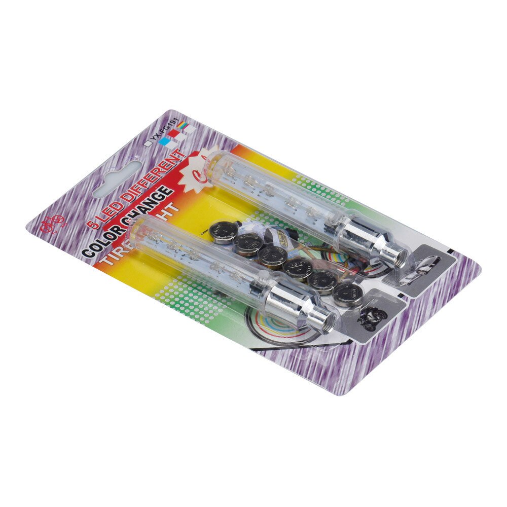 2 Stuks Fiets Licht 5 Led Multicolor Band Ventiel Cap Spaken Led Licht Fiets Accessoires Fiets Lanterna Voor fietsen