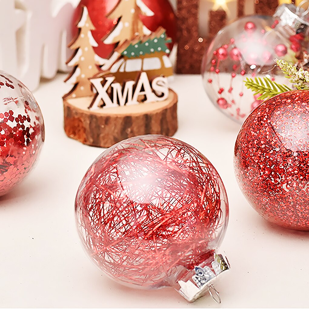 30 stk 60mm julekule gjennomsiktig juletrepynt kombinasjon hengende navidad jul hjemmefest diy dekorasjonsartikler