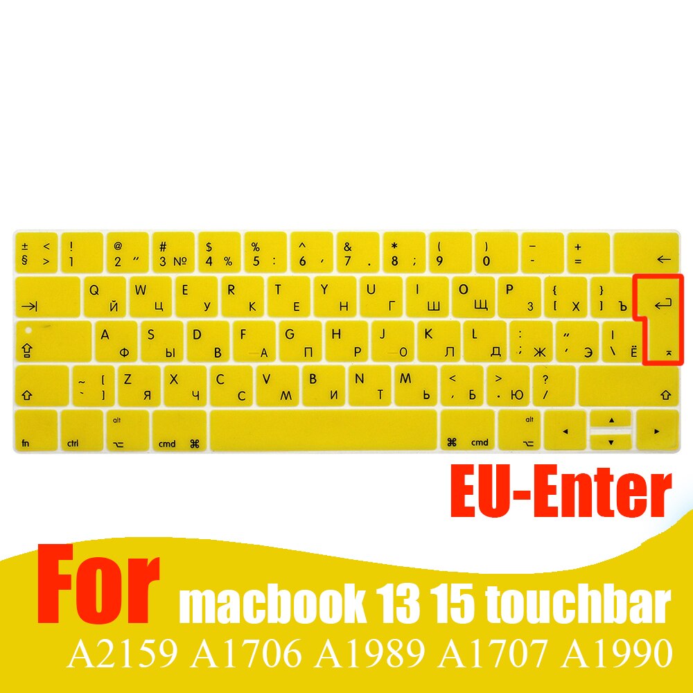 Rosyjska obudowa klawiatury laptopa dla Macbook pro 13 15 touchbar klawiatura ochronna kolorowa obudowa klawiatury A2159 A1707 A1989A1990: EU yellow