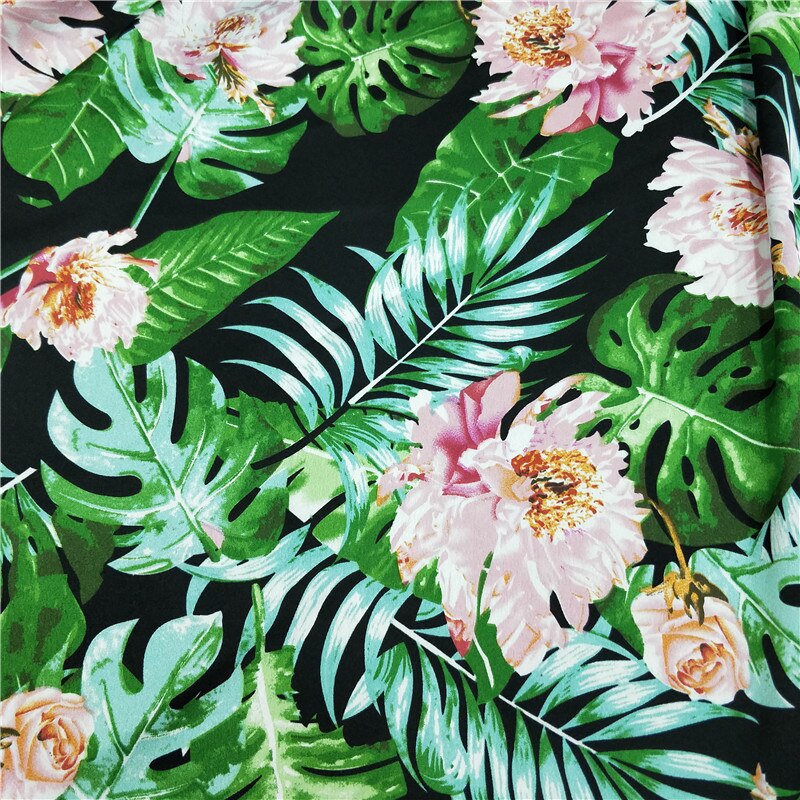 Hawaii stil kjole stof crepe stretchy blank satin stof skjorte tørklæde tekstil polyester: 4