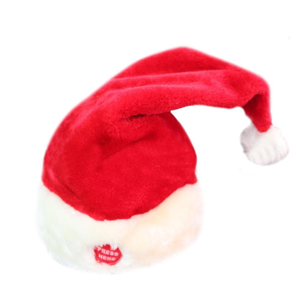 Elektrische Kerst Hoed Rood Fluwelen Muziek Swing Cap Kerstdag Partij Decoratie Kerst Cadeau