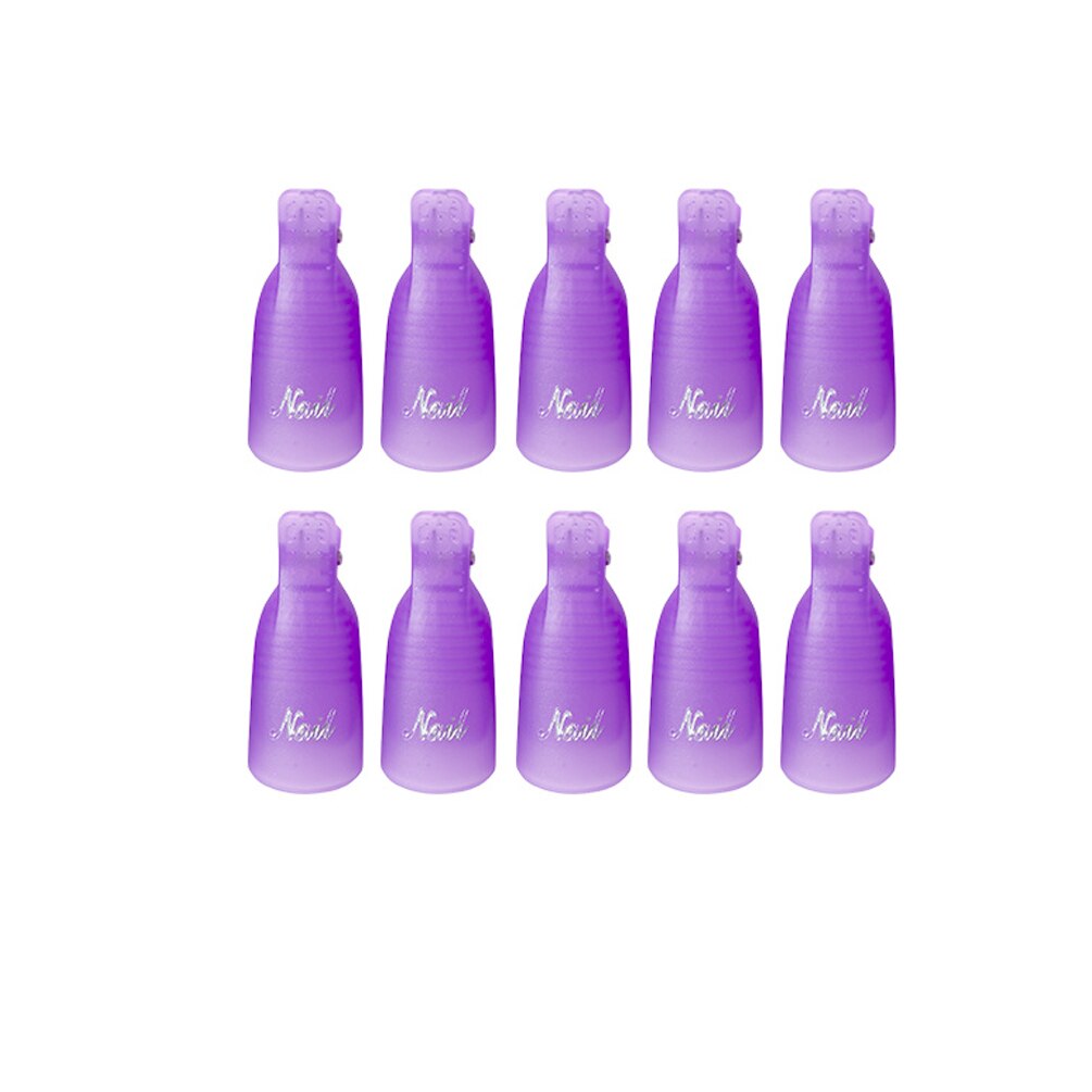 Plastic Nail Art Losweken Cap Clip Uv Gel Polish Remover Wrap Tool Nail Art Tips Voor Fingers Nagellak remover Nail Tool: Purple