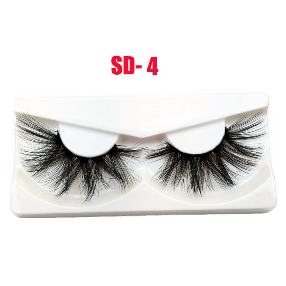 25MM Lashes 5D Mink Hair False Eyelashes Dramtic Thick Long Wispies Fluffy Full Strips Handmade Eye Makeup Lashes Extension Tool: 1 Pair SD-4