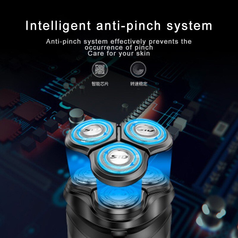 Rasoir électrique rotatif 3D, Rechargeable par USB, Triple tête, lavable, avec tondeuse à barbe pour hommes