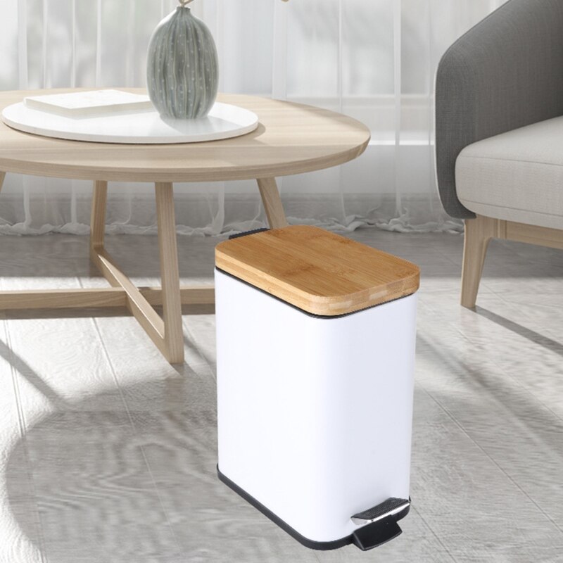 Step – poubelle à ordures avec couvercle en bambou, organisateur de déchets, salle de bains cuisine salon bureau décoration