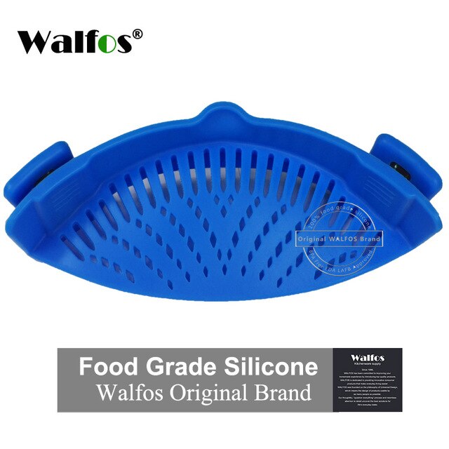 WALFOS de silicona de grado de alimentos olla Pan de embudo colador cocina arroz lavado coladores cocina Gadgets Accesorios para herramientas de cocina: Azul