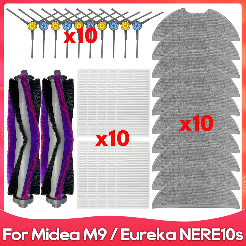 Compatible con ( Midea M9 / Eureka E20 Plus / NERE10s E10S / Obode A8 ) Piezas de Repuesto, Accesorios, Cepillo Principal y Lateral, Filtro, Paño de Mopa.: Lavanda