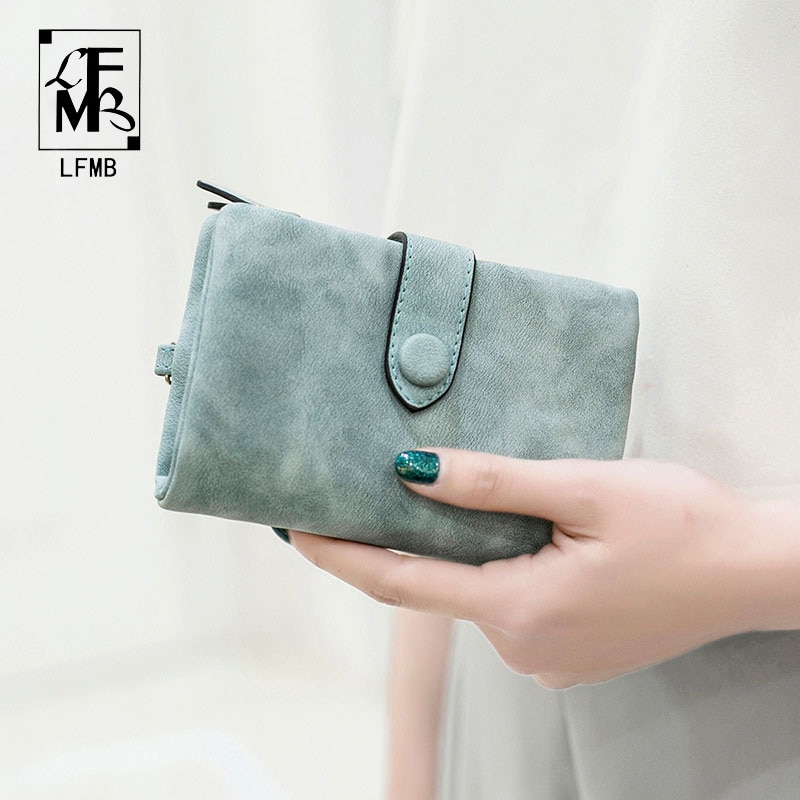 [LFMB] Frauen Brieftasche Weibliche Leder Brieftasche Matte Brieftasche Kurze Cartera Mujer Nette Tri-falten Multi-karte weibliche Brieftasche