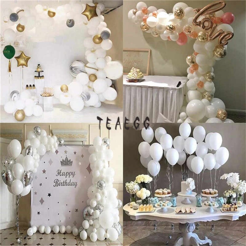 98 st vit latex ballong krans båge kit bröllopsfest leveranser födelsedag alla hjärtans dag dekoration