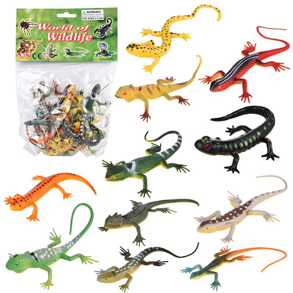 Eco-friendly Bagged Lizard Model Toy 12 Painted Lizard Animal Model
