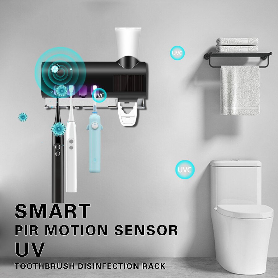 Smart Pir Motion Sensor Led Uv Light Tandenborstel Desinfectie Sterilisator Uvc Disinfector Ultraviolet Bacteriedodende Kiemdodende Lamp