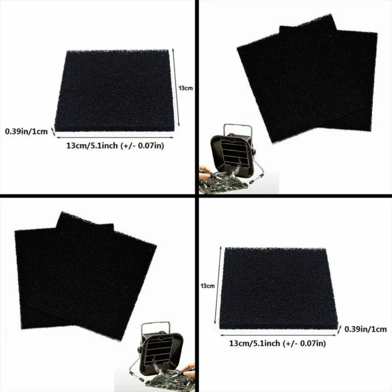 5 esponjas de filtro de carbón activado negro de 13*13*1cm para 493 absorbente de humos de soldadura esponja de escape de humo ESD