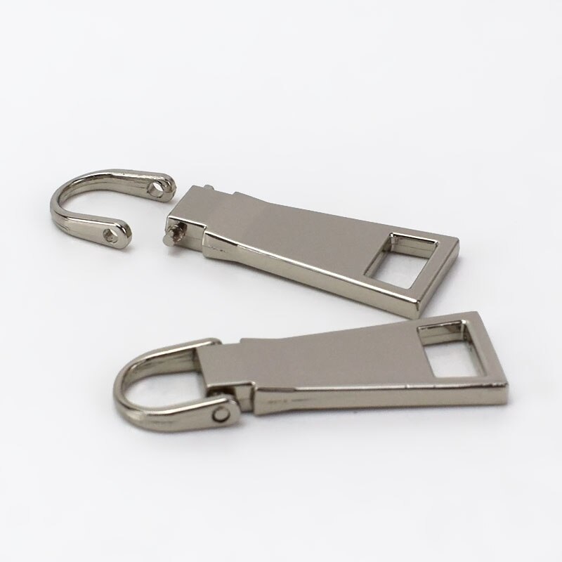 5Pcs Detachable Metal Pullers for 8# 10# 15# Zipper Sliders Head Zip Repair Kits Pulls Tab DIY Handmade Sewing Craft ZT109: silver