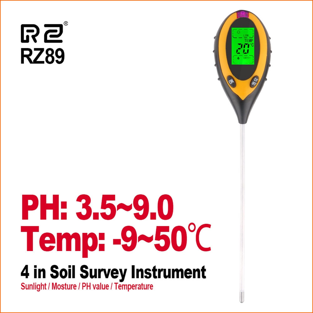 RZ 4 IN 1 Soil Tester Humidity Detector Digital PH Meter Soil Moisture