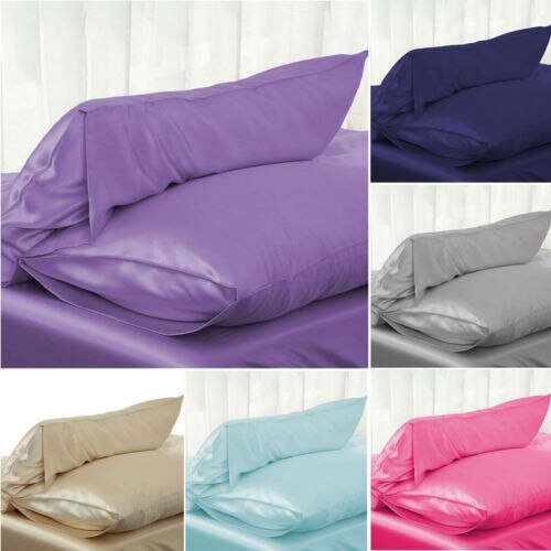 Skoin-Freundliche 1 PC Luxus Komfortable Weiche Seidige Satin- Kissen fallen Einfarbig Standard KÖNIGIN König Kissenbezug