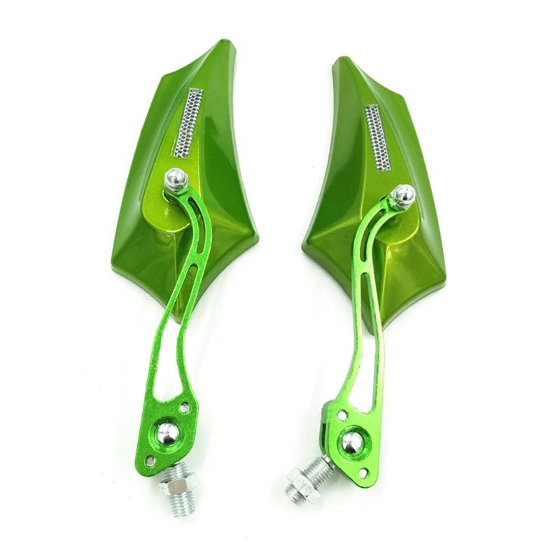 2x Gemodificeerde Spiegels Motorfiets Scooters Achteruitkijkspiegel Side Achteruitkijkspiegels Links Rechts 8Mm 10Mm: Green