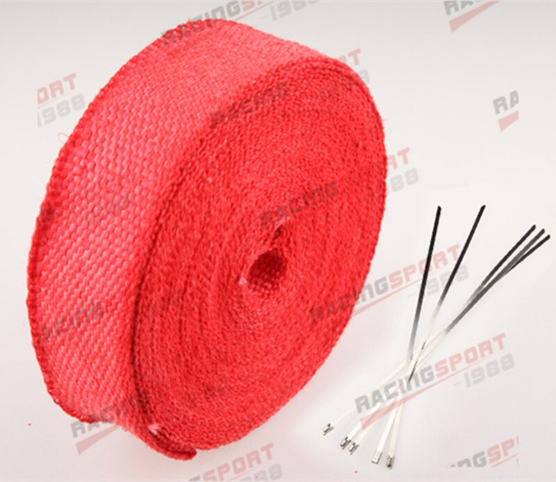 Cinta térmica de fibra de vidrio de 2 "y 25 pies de largo para envolver el calor, en amarillo, verde, negro, rojo, Azul, Morado, naranja, blanquea y 5 lazos