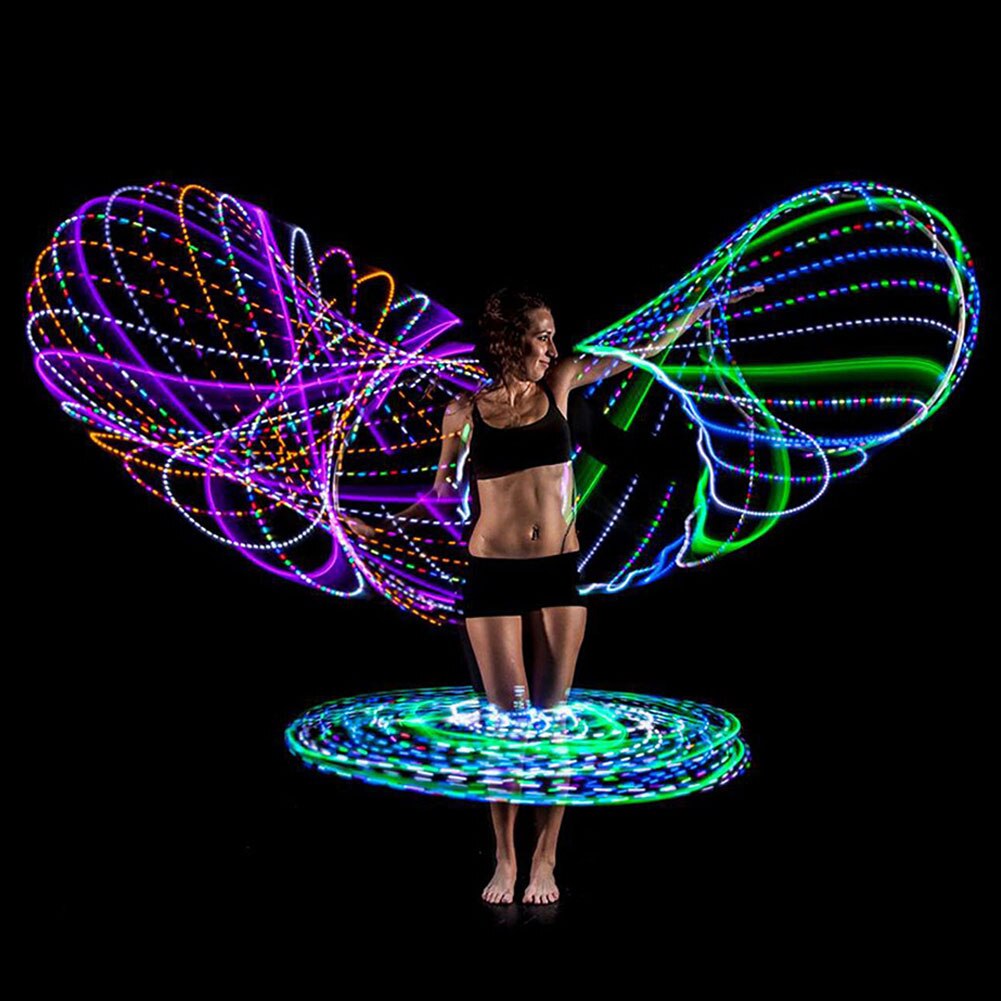 LED Light Fat Loss Detachable Lightweight Multi Color Changing Sports Equipments Gym Yoga Performing Home Indoor Fitness Circle