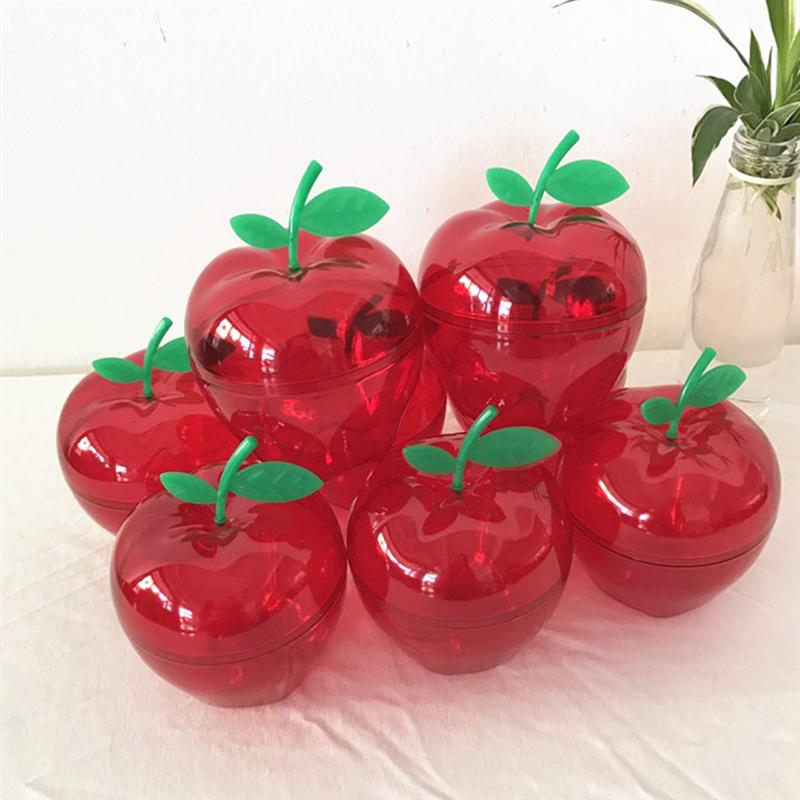 12pcs Christmas Plastic Apple-Shaped Chocolate Candy Boxes Storage Container Party Box YAER Party Decoration(Red)