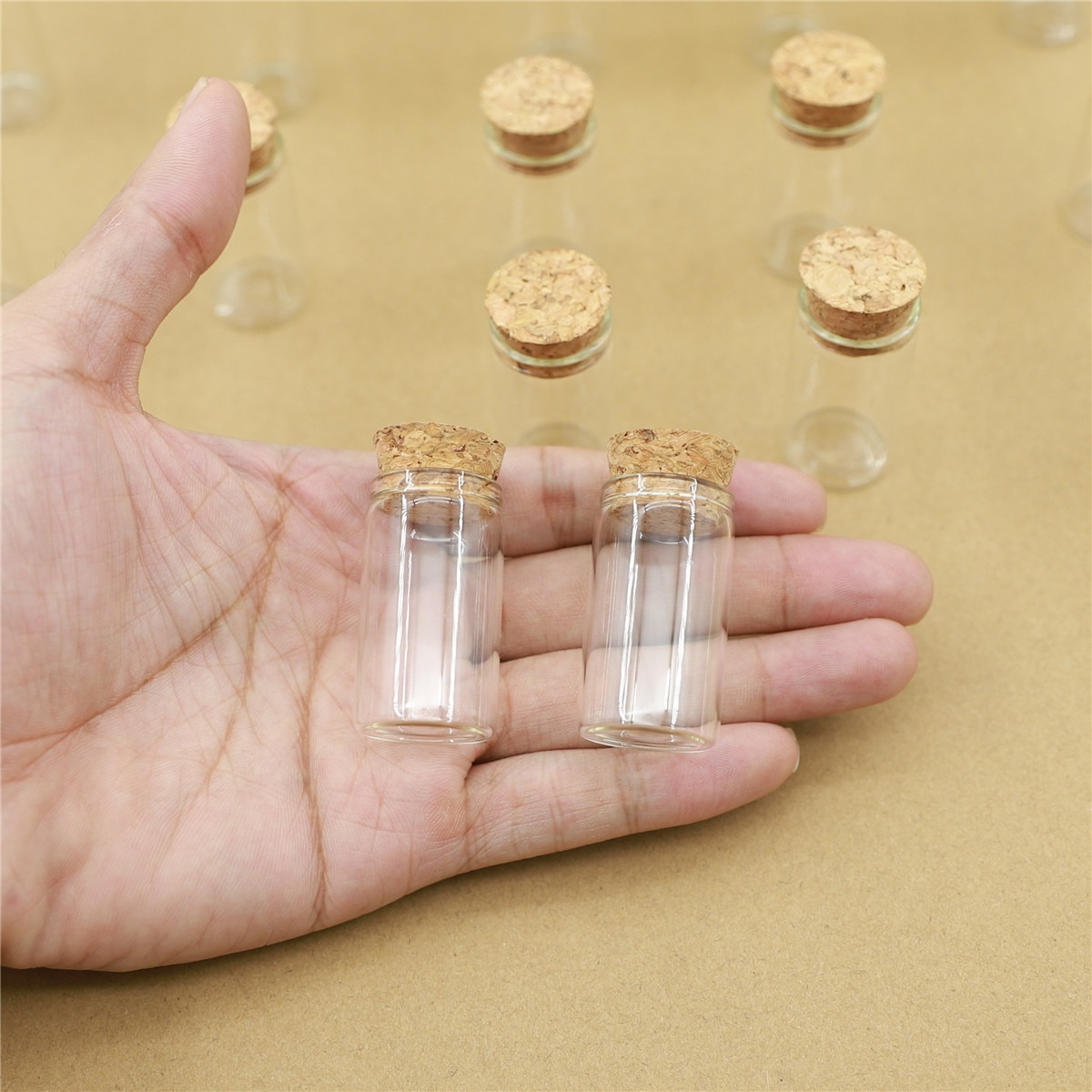 50pcs/lot 22*40mm 8ml Small Glass Bottle Cork Test Tube Stopper glass Jars Spice Container DIY Jars Vial Tiny Bottles