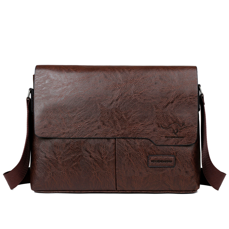 Heren Schoudertas Voor Ipad Lederen Zakelijke Handtas Mannen Messenger Bag Grote Zijsling Tas Mode Man Crossbody Tas: Bruin