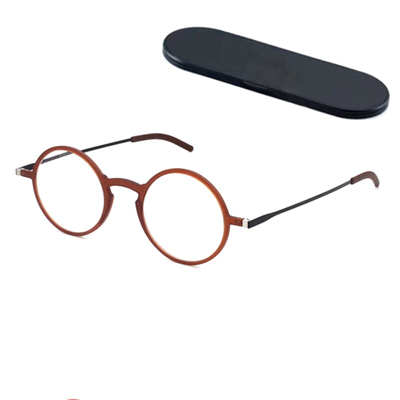 Leesbril Retro Ronde Unisex Brillen Kleine Frame Vergrootglas Eyewear Met Magnetische Case 1.0 1.5 2.0 2.5 3.0 3.5 4.0