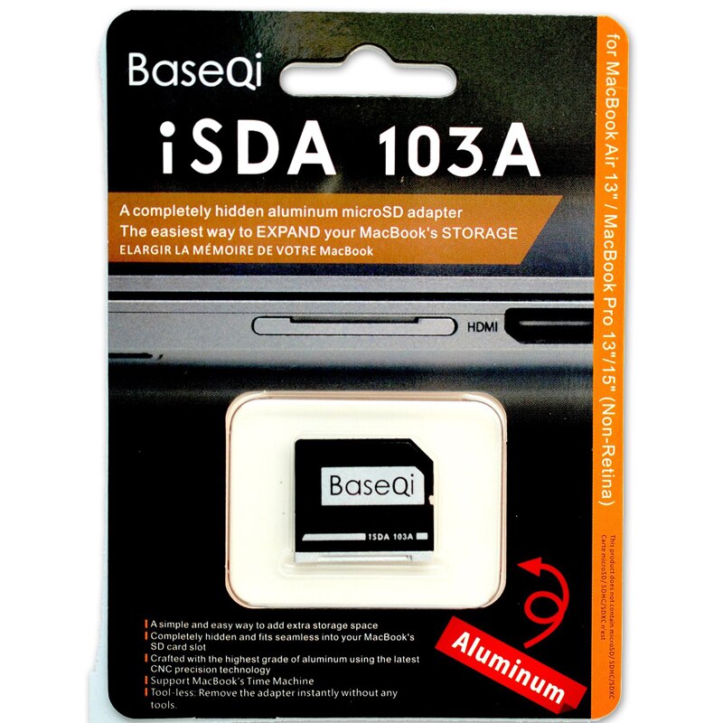 Baseqi Voor Macbook Air 13 &#39;&#39;Aluminium Microsd Card Adapter/Reader103A