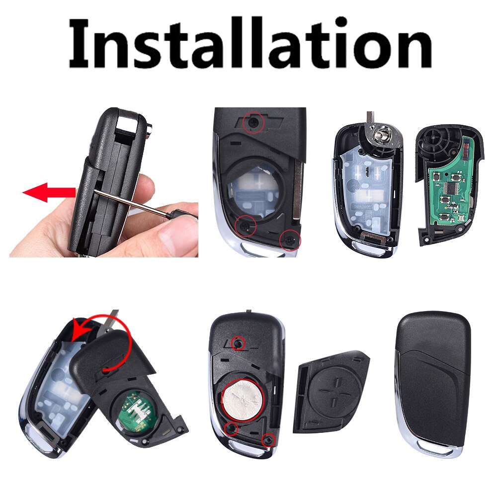 Plegable, abatible clave funda carcasa Fob 5 botones modificados Control remoto para Chevrolet Malibu Equinox Cruze Sonic Camaro
