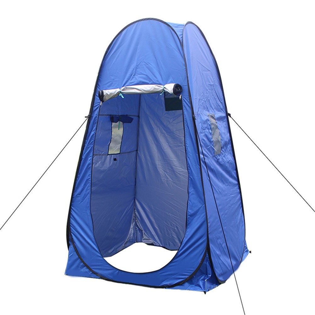 Tenda portátil dobrável com janelas, à prova d&#39;água, banheiro, vestimenta, acampamento, pessoa solteira, proteção do sol: Blue