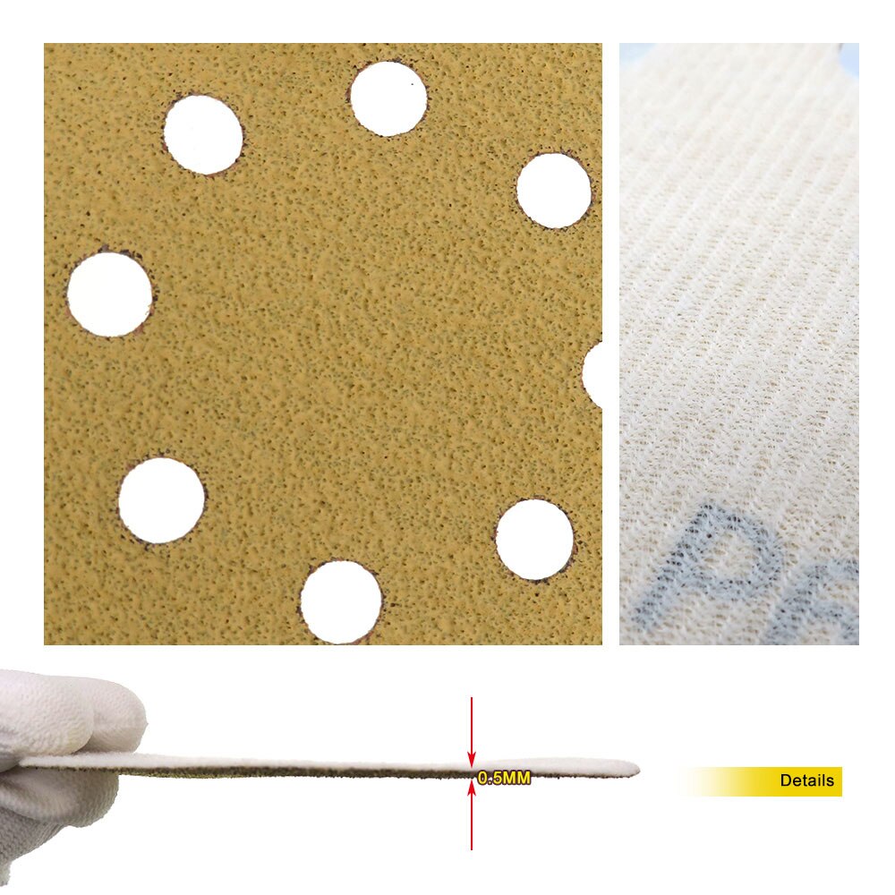 10PCS 5 Inch 125mm Hook and Loop Sanding Discs Flocking Yellow Aluminum Oxide Sandpaper Sanding Sheet 40-1000 Grit