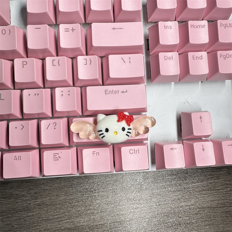 Diy Schattige Cartoon Hello Kt Kuromi Keycap 6.25u Spatiebalk Gaming Mechanisch Toetsenbord Cross Axis Roze Witte Keycap 2.75 Shift Keycap: Pewter / Blauwe schakelaar