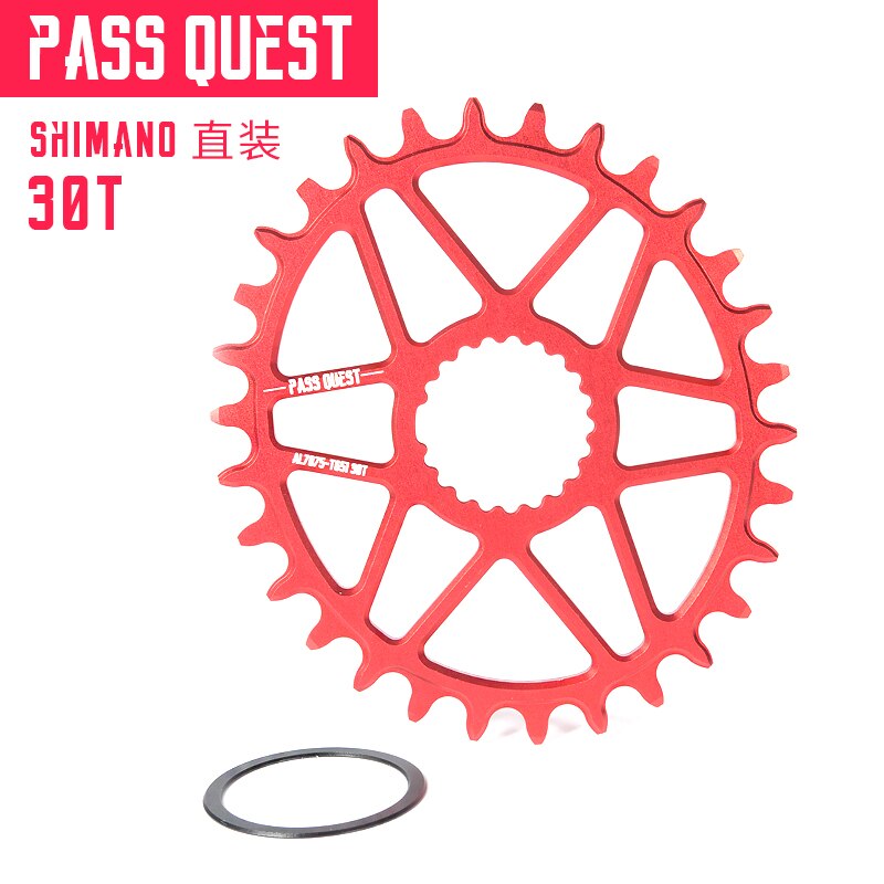 PASS QUEST oval bike Chainring 30/32/34/36/38/40T MTB Narrow Wide Bicycle Chainwheel for deore xt M7100 M8100 M9100 12S Crankset: oval 30T red