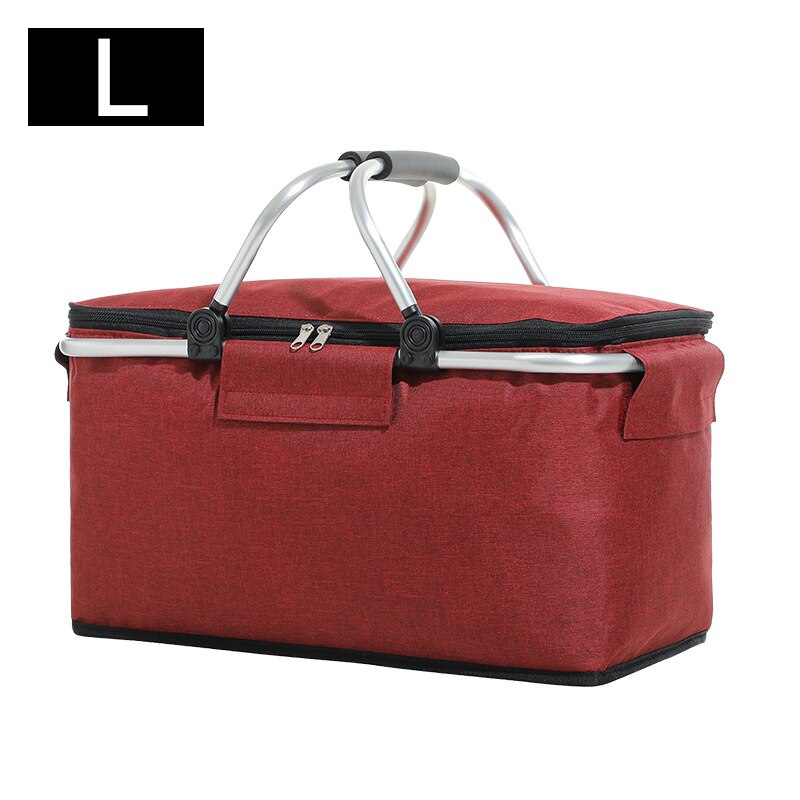 30L Folding Picnic Camping Basket Large Insulated Shopping Cooler Home Storage Hamper Bag Box Outdoor Picnic Organizer X593D: L red