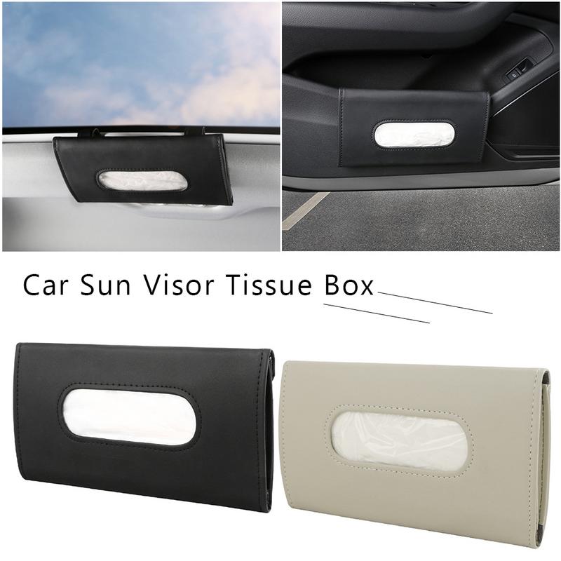 Sac à serviettes en papier pour pare-soleil de voiture, sacoche multifonction en cuir pour siège suspendu de voiture, boîte à mouchoirs en Carton