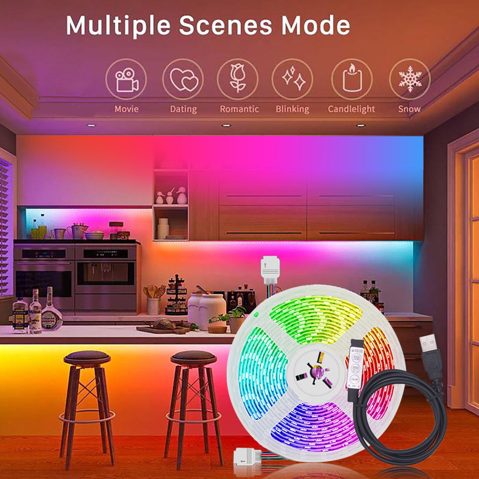 Usb 5050 Flexibele Rgb Led Strip Verlichting Muziek Waterdichte Rgb Led Light Kleur Veranderende Lichtslang